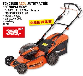 Promotions Powerplus tondeuse accu autotractée powdpglms5 - Powerplus - Valide de 27/03/2024 à 07/04/2024 chez Hubo