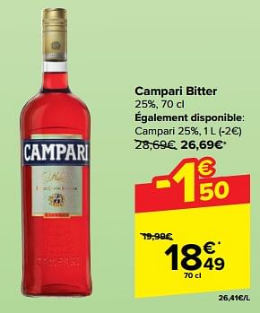 Promoties Campari bitter - Campari - Geldig van 27/03/2024 tot 08/04/2024 bij Carrefour