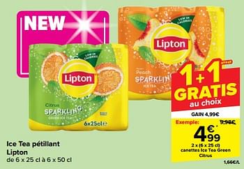 Promoties Canettes ice tea green citrus - Lipton - Geldig van 27/03/2024 tot 08/04/2024 bij Carrefour