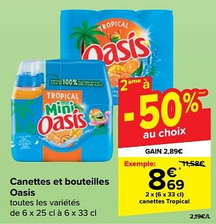 Promoties Canettes tropical - Oasis - Geldig van 27/03/2024 tot 08/04/2024 bij Carrefour