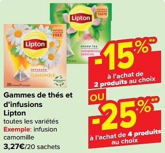 Promotions Infusion camomille - Lipton - Valide de 27/03/2024 à 08/04/2024 chez Carrefour