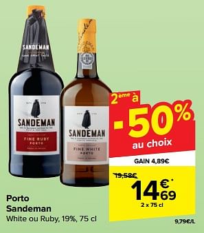 Promoties Porto sandeman white ou ruby - Sandeman - Geldig van 27/03/2024 tot 08/04/2024 bij Carrefour