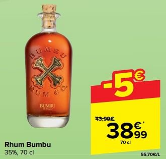 Promoties Rhum bumbu - Bumbu - Geldig van 27/03/2024 tot 08/04/2024 bij Carrefour