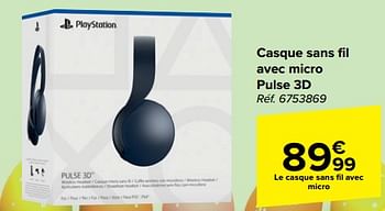 Promoties Casque sans fil avec micro pulse 3d - Sony - Geldig van 27/03/2024 tot 08/04/2024 bij Carrefour