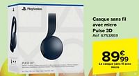 Promotions Casque sans fil avec micro pulse 3d - Sony - Valide de 27/03/2024 à 08/04/2024 chez Carrefour