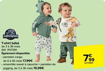 Promoties T-shirt bébé - Jurassic World - Geldig van 27/03/2024 tot 08/04/2024 bij Carrefour