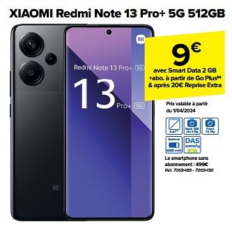 Promoties Xiaomi redmi note 13 pro+ 5g 512gb - Xiaomi - Geldig van 27/03/2024 tot 08/04/2024 bij Carrefour