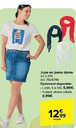 Promotions Jupe en jeans dame - Produit maison - Carrefour  - Valide de 27/03/2024 à 08/04/2024 chez Carrefour