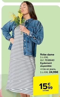 Promoties Robe dame - Huismerk - Carrefour  - Geldig van 27/03/2024 tot 08/04/2024 bij Carrefour
