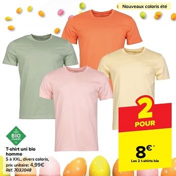 Promoties T-shirt uni bio homme - Tex - Geldig van 27/03/2024 tot 08/04/2024 bij Carrefour