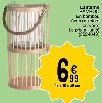 Promoties Lanterne bamboo - Bamboo - Geldig van 26/03/2024 tot 08/04/2024 bij Cora