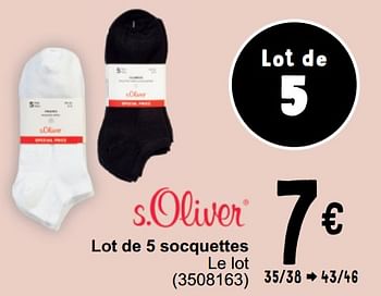 Promoties Lot de 5 socquettes - S. Oliver - Geldig van 26/03/2024 tot 08/04/2024 bij Cora