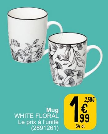 Promoties Mug white floral - Secret de Gourmet - Geldig van 26/03/2024 tot 08/04/2024 bij Cora
