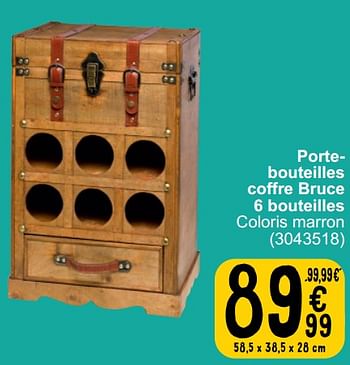 Promoties Portebouteilles coffre bruce 6 bouteilles - Huismerk - Cora - Geldig van 26/03/2024 tot 08/04/2024 bij Cora
