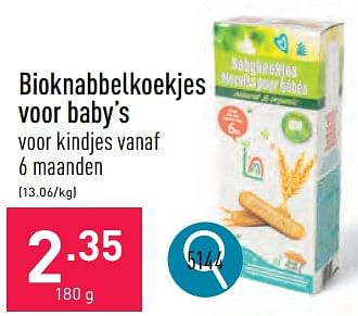 Promotions Bioknabbelkoekjes voor baby’s - Produit maison - Aldi - Valide de 02/04/2024 à 05/04/2024 chez Aldi