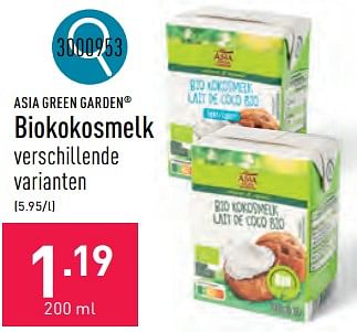 Promoties Biokokosmelk - Asia Green Garden - Geldig van 02/04/2024 tot 05/04/2024 bij Aldi
