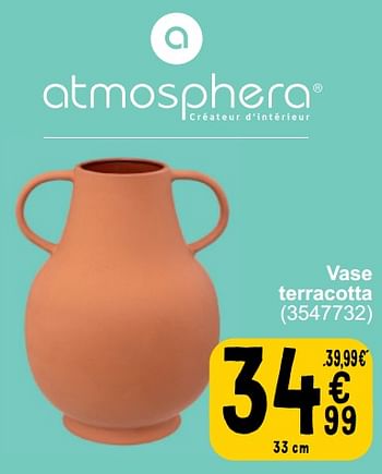 Promoties Vase terracotta - Atmosphera - Geldig van 26/03/2024 tot 08/04/2024 bij Cora