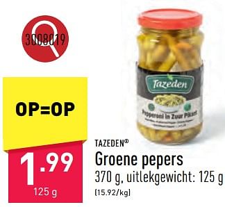 Promoties Groene pepers - Tazeden - Geldig van 02/04/2024 tot 05/04/2024 bij Aldi
