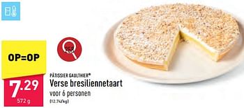 Promoties Verse bresiliennetaart - Patissier Gaulthier - Geldig van 02/04/2024 tot 05/04/2024 bij Aldi