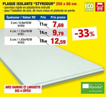 Promotions Plaque isolante styrodur - Styrodur - Valide de 27/03/2024 à 07/04/2024 chez Hubo