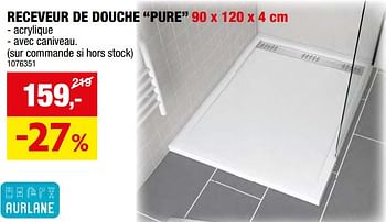 Promotions Receveur de douche pure - Aurlane - Valide de 27/03/2024 à 07/04/2024 chez Hubo