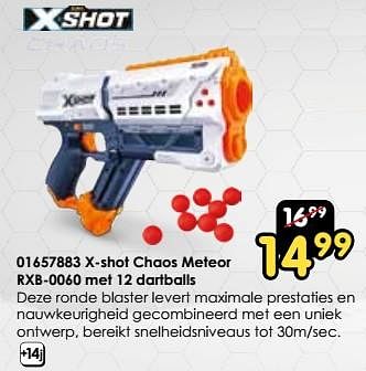 Promotions X-shot chaos meteor rxb-0060 met 12 dartballs - Zuru - Valide de 16/03/2024 à 14/04/2024 chez ToyChamp
