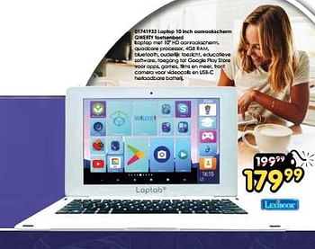 Promoties Lexibook laptop 10 inch aanraakscherm qwerty toetsenbord - Lexibook - Geldig van 16/03/2024 tot 14/04/2024 bij ToyChamp