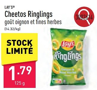 Promotions Cheetos ringlings - Lay's - Valide de 02/04/2024 à 05/04/2024 chez Aldi