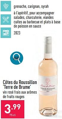 Promotions Côtes du roussillon terre de brume - Vins rosé - Valide de 02/04/2024 à 05/04/2024 chez Aldi
