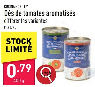Promoties Dés de tomates aromatisés - Cucina Nobile - Geldig van 02/04/2024 tot 05/04/2024 bij Aldi