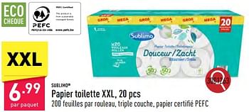 Promotions Papier toilette xxl - Sublimo - Valide de 02/04/2024 à 05/04/2024 chez Aldi
