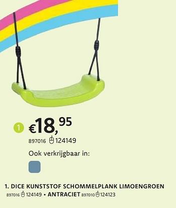 Promoties Dice kunststof schommelplank limoengroen - Dice - Geldig van 21/03/2024 tot 07/04/2024 bij Dreamland