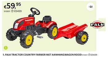 Promoties Falk tractor country farmer met aanhangwagen rood - Falk - Geldig van 21/03/2024 tot 07/04/2024 bij Dreamland