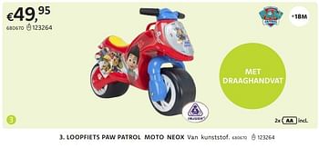 Promotions Loopfiets paw patrol moto neox - Injusa - Valide de 21/03/2024 à 07/04/2024 chez Dreamland