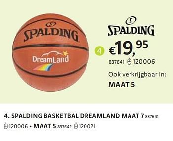 Promotions Spalding basketbal dreamland - Produit maison - Dreamland - Valide de 21/03/2024 à 07/04/2024 chez Dreamland