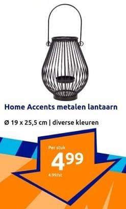 Promoties Home accents metalen lantaarn - Home Accents - Geldig van 27/03/2024 tot 02/04/2024 bij Action