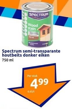 Promoties Spectrum semi transparante houtbeits donker eiken - SPECTRUM - Geldig van 27/03/2024 tot 02/04/2024 bij Action