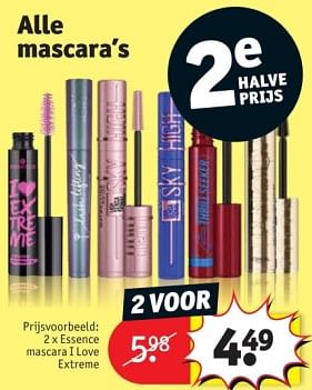 Promotions Essence mascara i love extreme - Essence - Valide de 25/03/2024 à 07/04/2024 chez Kruidvat