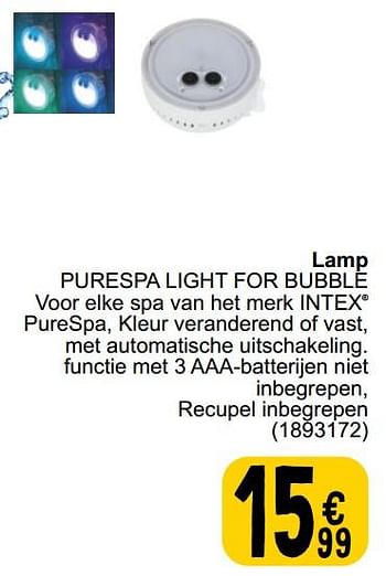 Promotions Lamp purespa light for bubble - Intex - Valide de 26/03/2024 à 30/06/2024 chez Cora