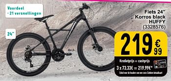 Promotions Fiets 24`` korros black huffy - Huffy Bicycles - Valide de 26/03/2024 à 30/06/2024 chez Cora