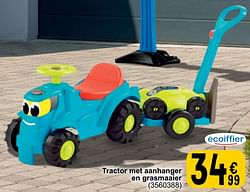 Tractor met aanhanger en grasmaaier