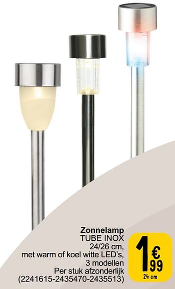 Promotions Zonnelamp tube inox - Produit maison - Cora - Valide de 26/03/2024 à 30/06/2024 chez Cora