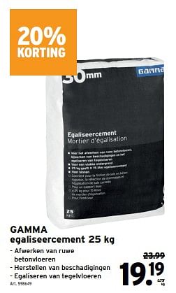Promoties Gamma egaliseercement - Huismerk - Gamma - Geldig van 27/03/2024 tot 02/04/2024 bij Gamma
