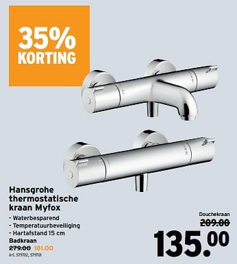 Promoties Hansgrohe thermostatische kraan myfox - Hansgrohe - Geldig van 27/03/2024 tot 02/04/2024 bij Gamma