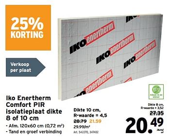 Promoties Iko enertherm comfort pir isolatieplaat dikte - Iko Enertherm - Geldig van 27/03/2024 tot 02/04/2024 bij Gamma