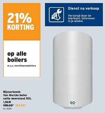 Promoties Van marcke boiler natte weerstand - Van Marcke - Geldig van 27/03/2024 tot 02/04/2024 bij Gamma