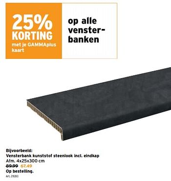 Promoties Vensterbank kunststof steenlook incl eindkap - Huismerk - Gamma - Geldig van 27/03/2024 tot 02/04/2024 bij Gamma