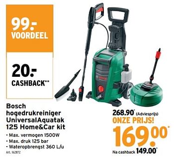 Promotions Bosch hogedrukreiniger universalaquatak 125 home+car kit - Bosch - Valide de 27/03/2024 à 02/04/2024 chez Gamma