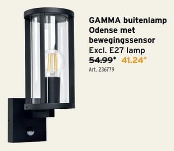 Promotions Gamma buitenlamp odense met bewegingssensor - Produit maison - Gamma - Valide de 27/03/2024 à 02/04/2024 chez Gamma