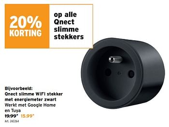 Promotions Qnect slimme wifi stekker met energiemeter zwart - Qnect - Valide de 27/03/2024 à 02/04/2024 chez Gamma